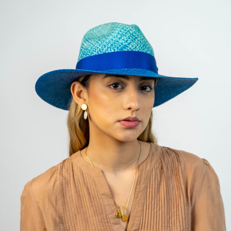 Thumbnail of Rivera Straw Panama Hat - Blue image