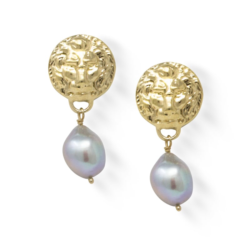 Thumbnail of The Lion Gold-Plated Pearl Earrings image