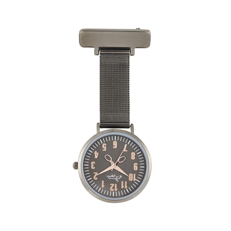 Thumbnail of Annie Apple Rose Gold & Gunmetal Grey Mesh Nurse Fob Watch image