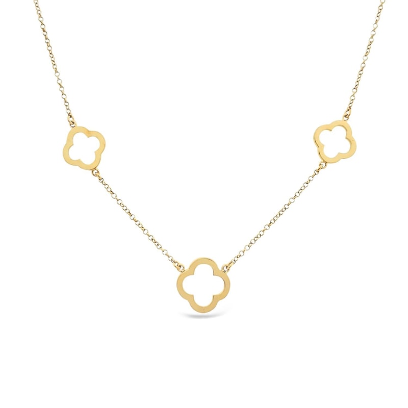 Three Open Four Clover Necklace Gold by Lutiro