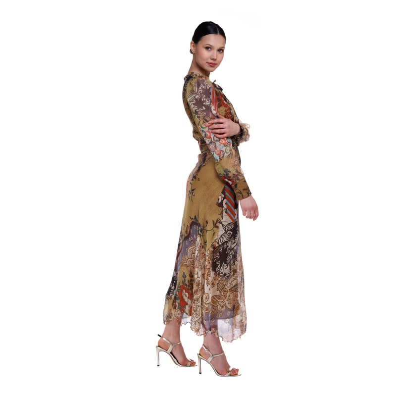 Thumbnail of Long Olive Patterned Dress image