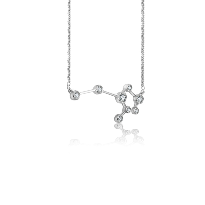 Thumbnail of Leo Zodiac Constellation Necklace 18K White Gold & Diamond image