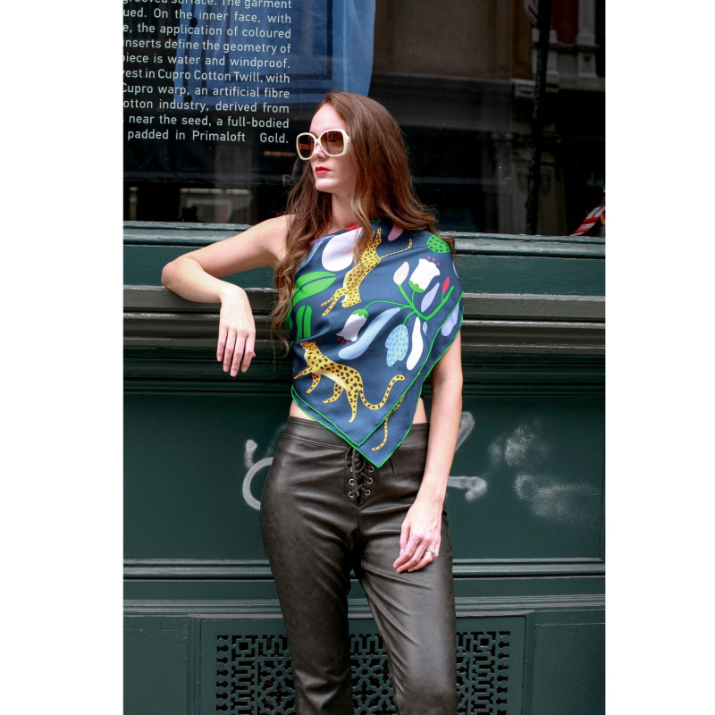 Thumbnail of Double Sided Silk Scarf Of Jungle Night image