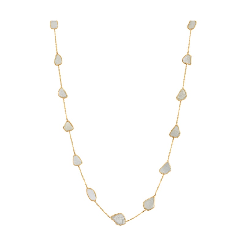 Thumbnail of Organic White Diamonds Slice Necklace In 18K Yellow Gold image