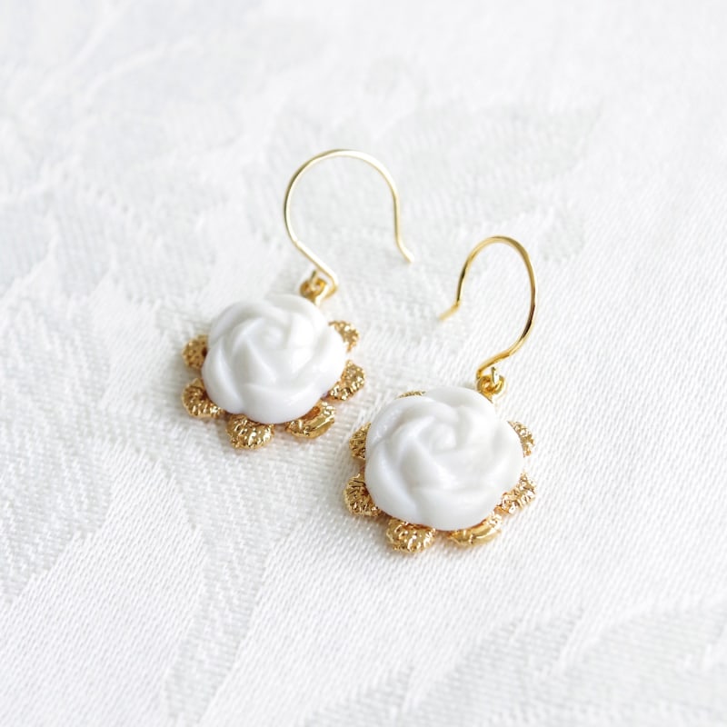 Thumbnail of Everyday Porcelain Camellia Flower Charm Earrings image