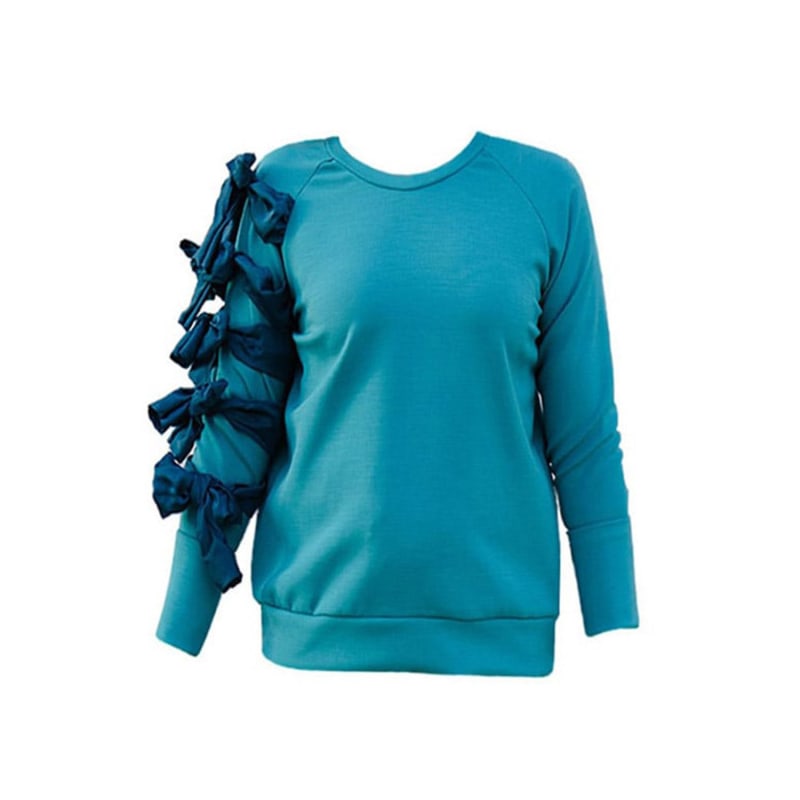 Thumbnail of Torga - Blue Sweater With Customizable Bows On The Right Arm image