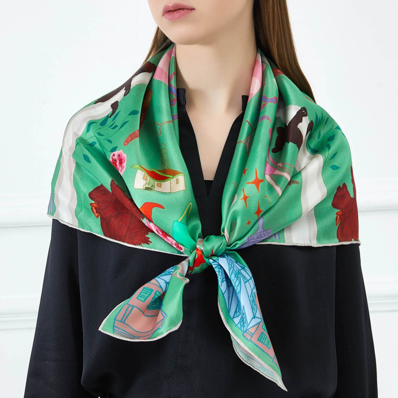 Thumbnail of Toronto Pure Silk Large Square Scarf | Original Artwork | Canadian Scarves Collection image