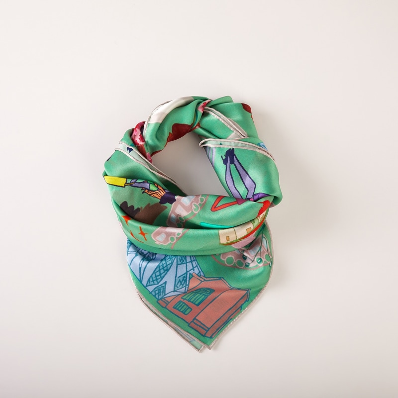 Thumbnail of Toronto Pure Silk Large Square Scarf | Original Artwork | Canadian Scarves Collection image