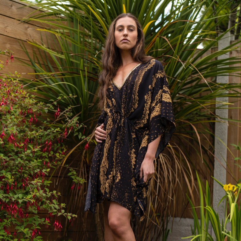 Thumbnail of Selina Black Python Knee Kaftan image