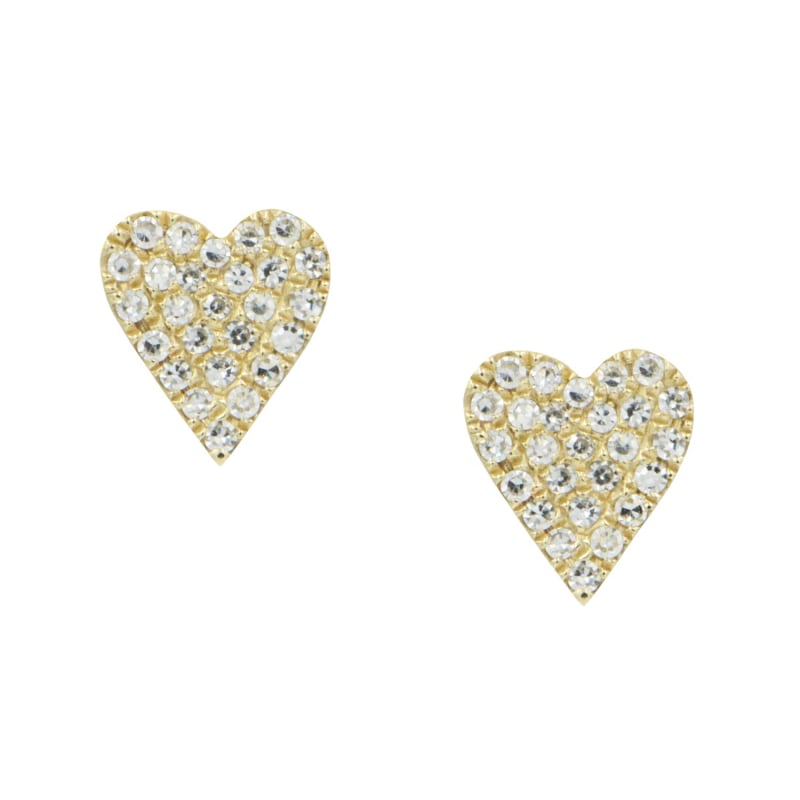 Thumbnail of 14k Yellow Gold & Diamond Heart Earrings image