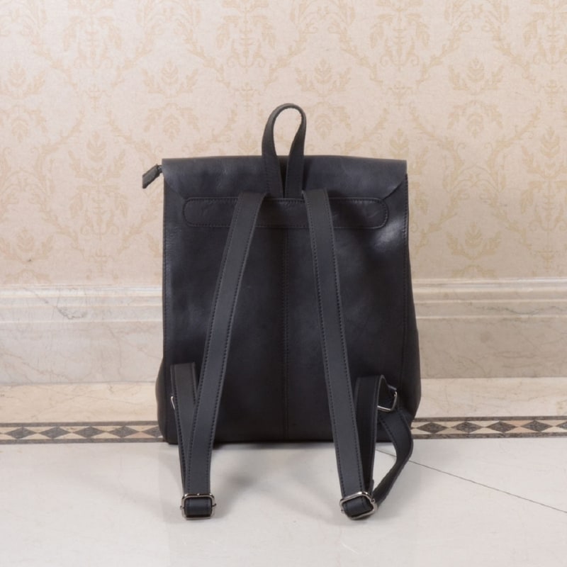 Thumbnail of Handmade Genuine Leather Slim Backpack - Black image