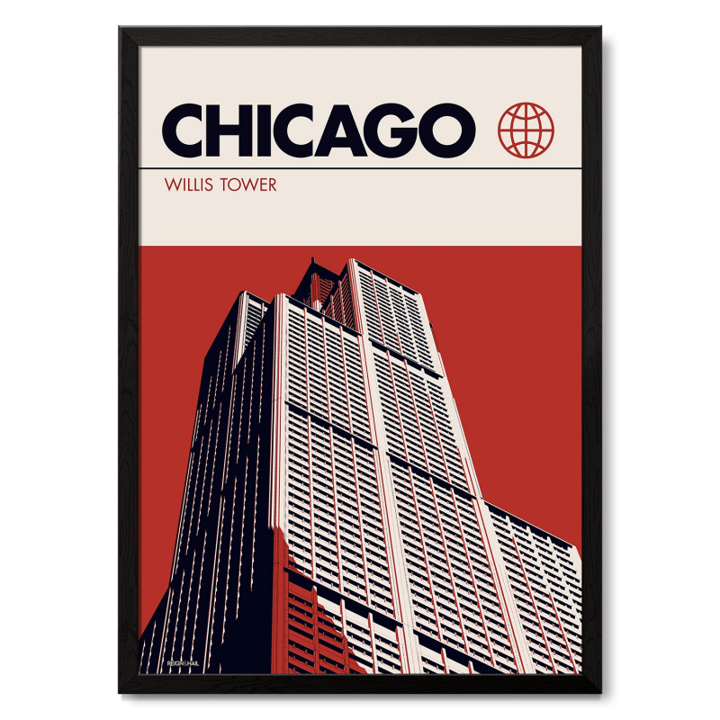 Thumbnail of Chicago Willis Tower Modernist Architectural Travel Poster image