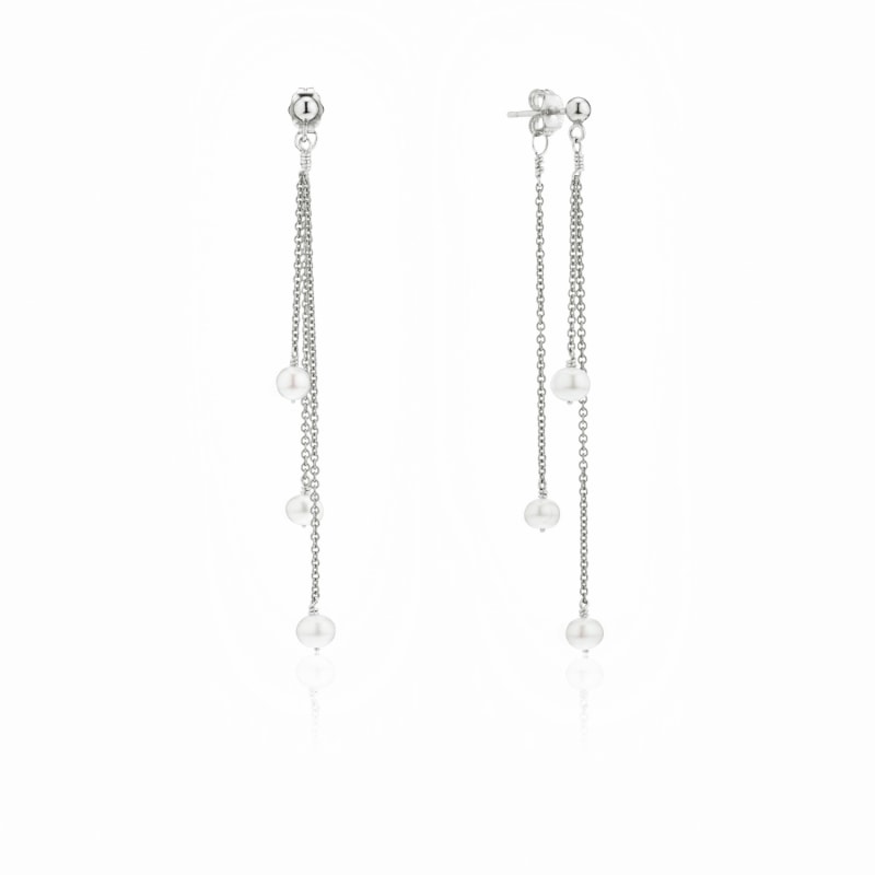 Thumbnail of Silver Layered Pearl Drop Earrings image