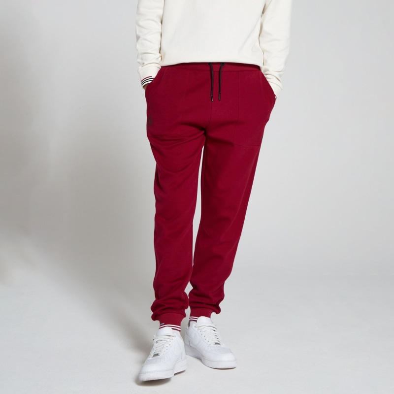 Dark red joggers sale