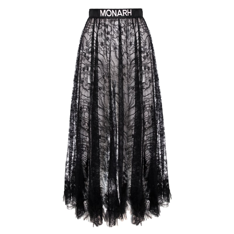 Black lace skirt design sales