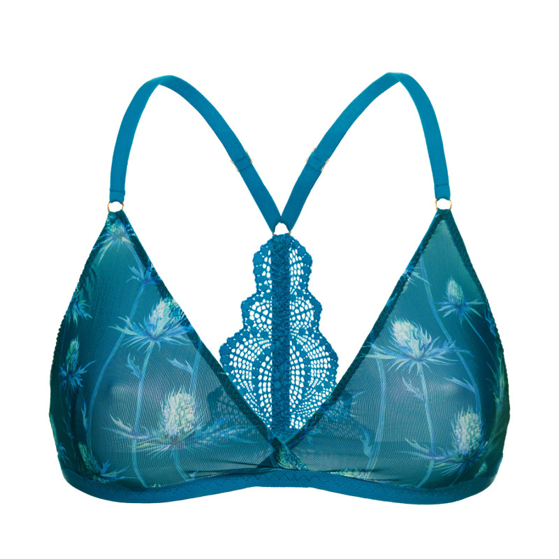 Sheer Teal Thistle Bralette, LIMITED EDITION, Luciela