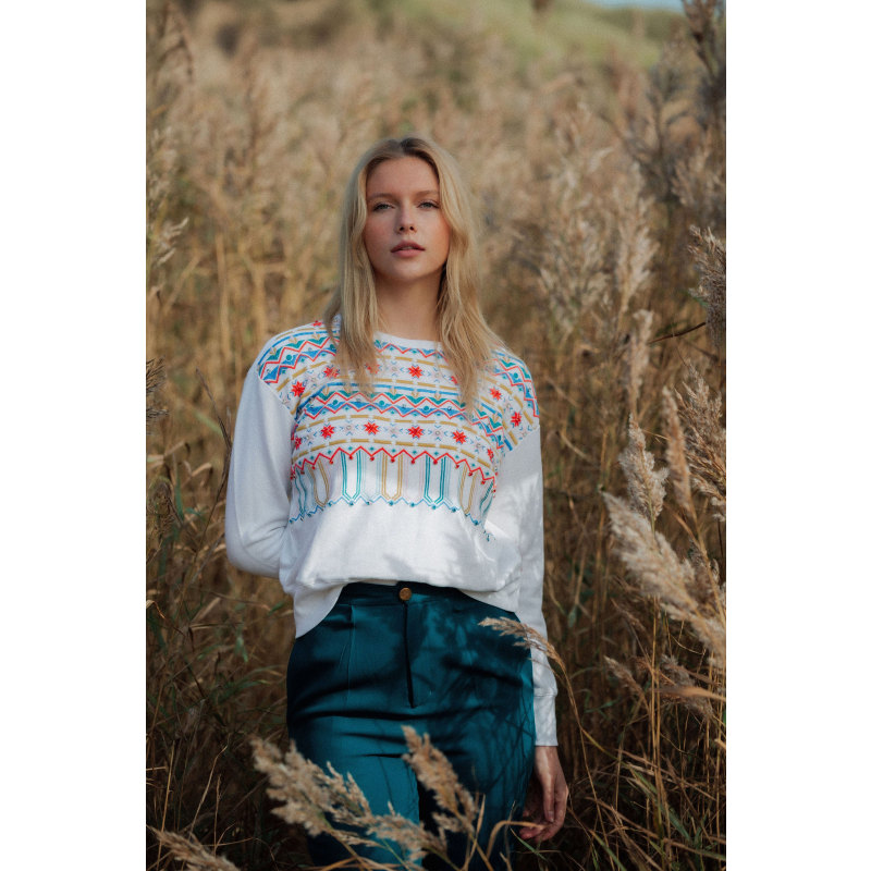 Thumbnail of The "AprèS Ski" Organic Cotton Embellished Sweatshirt in White image