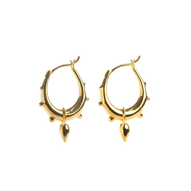 Tribal Spike Hoops Gold Plated Rize Wolf Badger