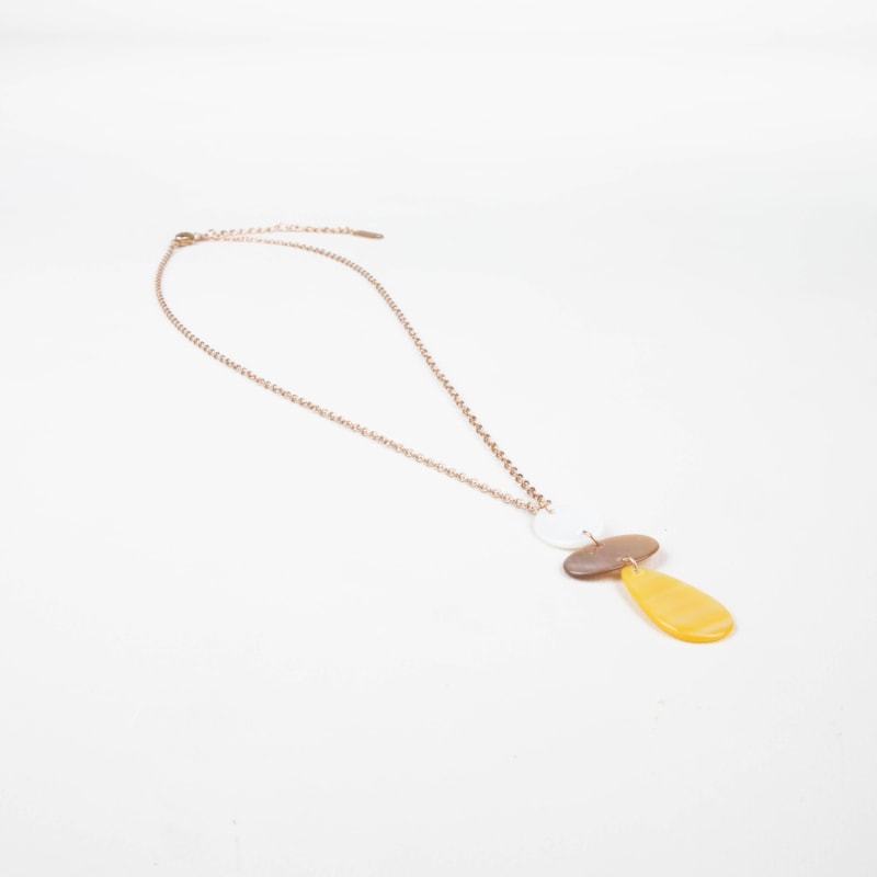 Thumbnail of Tricolor Mother-Of-Pearl Raindrop Necklace With Rose Gold Chain image