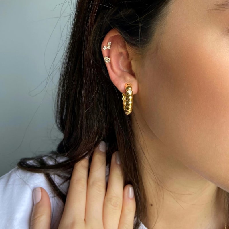 Triple Star Helix Piercing in 14k Gold ODDA75 Wolf Badger