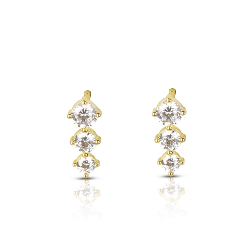 Triple Stone Earring Gold by Ep Designs