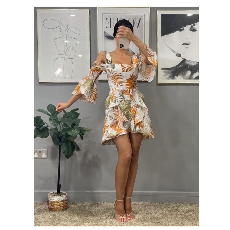 Thumbnail of Tropical-Palm Print Dress With Side Pockets image