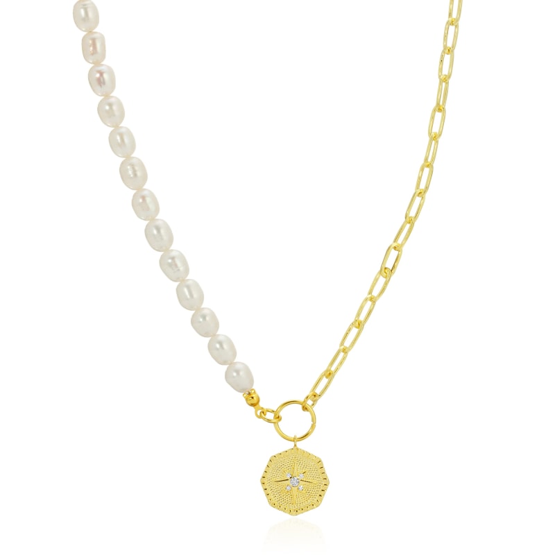 Thumbnail of Pearl Link Coin Necklace image