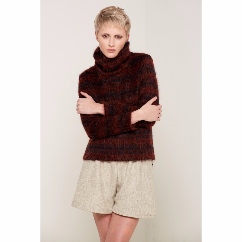 Thumbnail of Agnes Roll Neck Wool Jumper In Rust Colour image