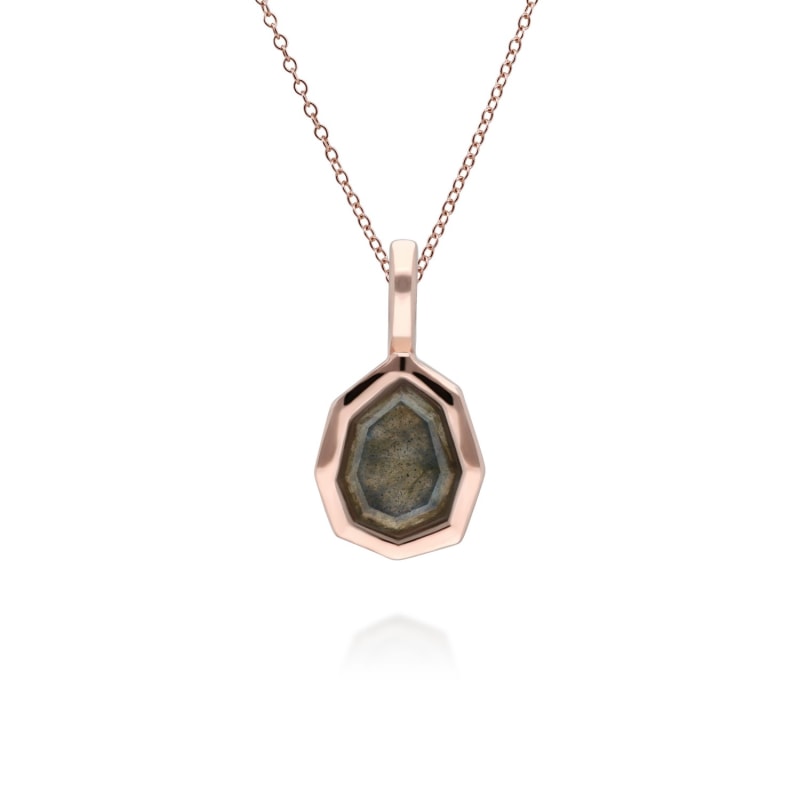 Thumbnail of Irregular Labradorite Pendant In Rose Gold Plated Silver image