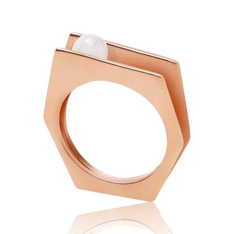 Thumbnail of Alvaro Rose Gold Cocktail Ring With White Pearl image