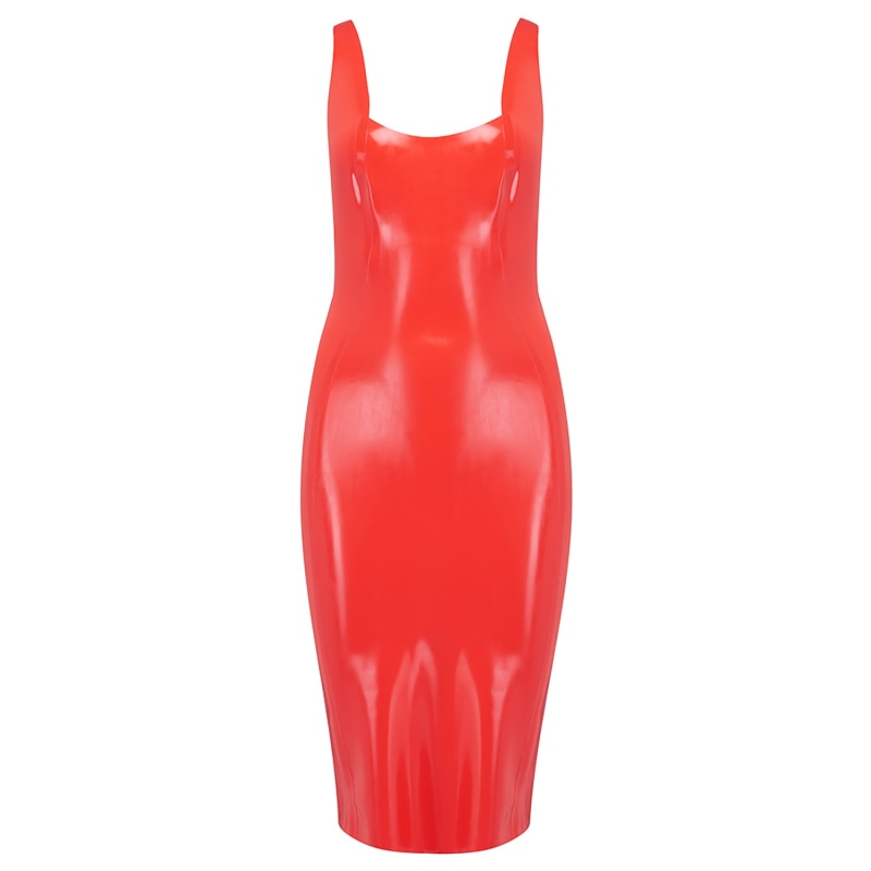 Latex Midi Dress Red by Elissa Poppy