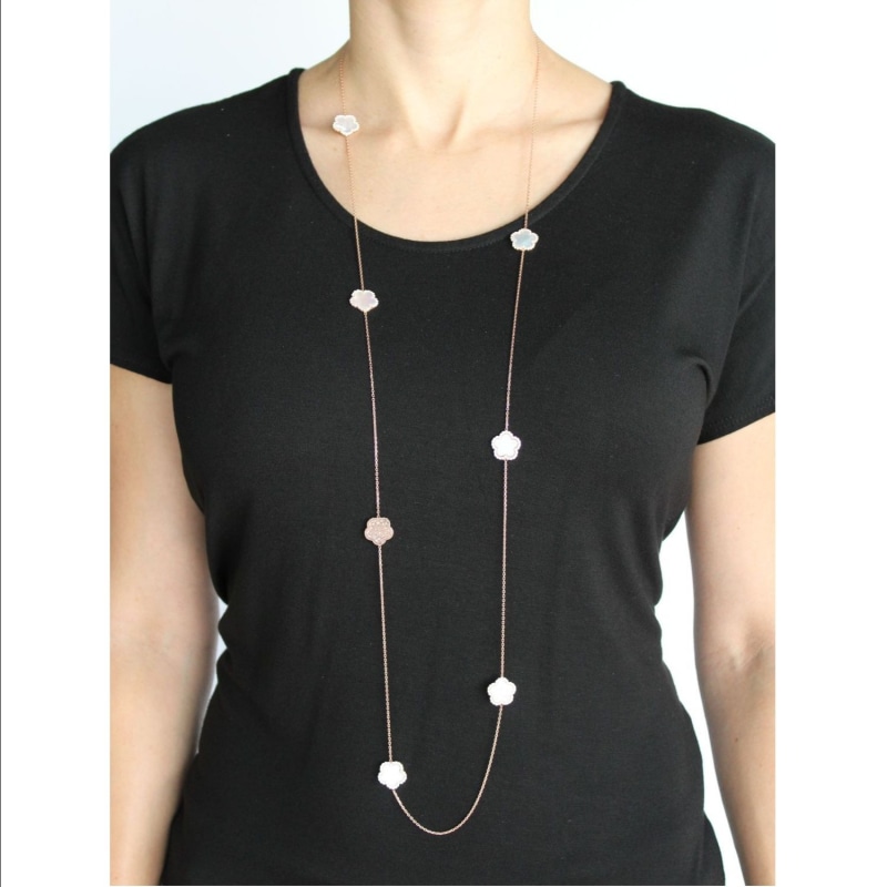 Thumbnail of White Mother Of Pearl Clover Necklace image