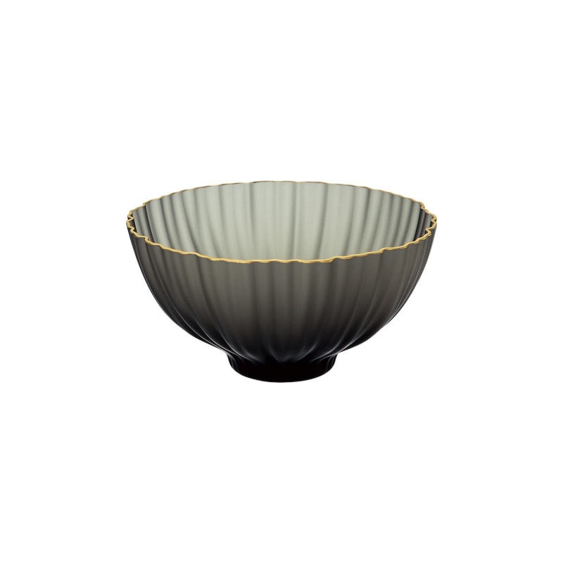 Thumbnail of Kikka Handcrafted Glass Bowl With Gold Rim - Grey 5.3" image