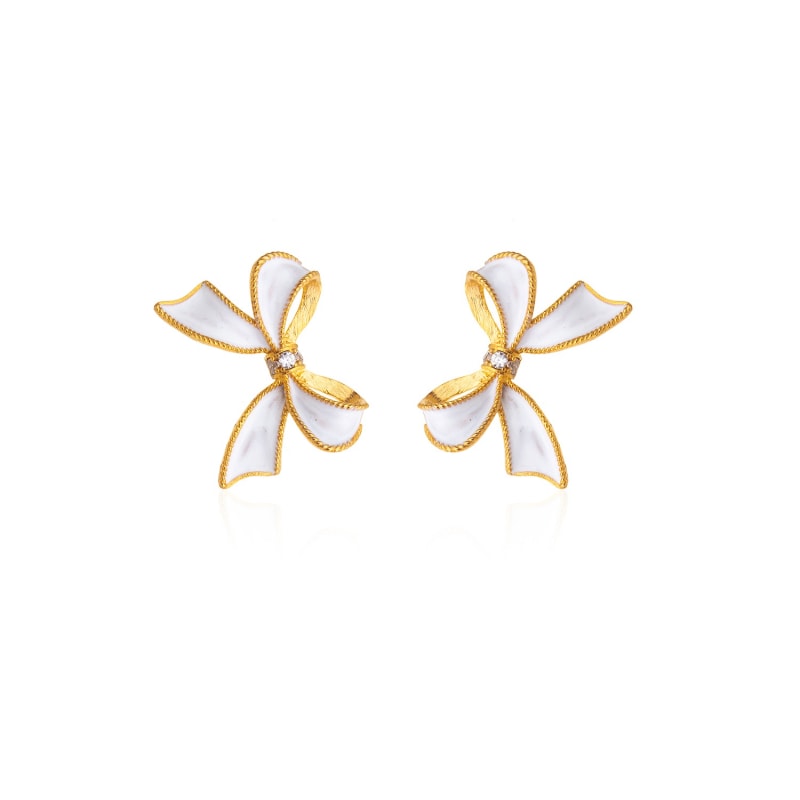 Thumbnail of White Bow Earrings image