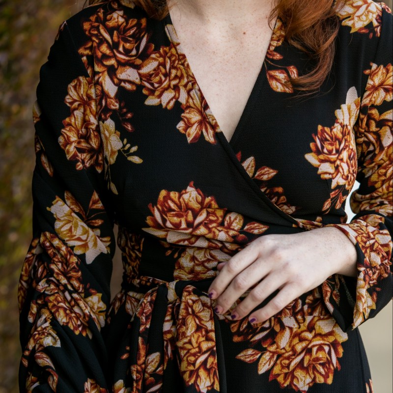 Thumbnail of Sepia Floral Wrap Dress image