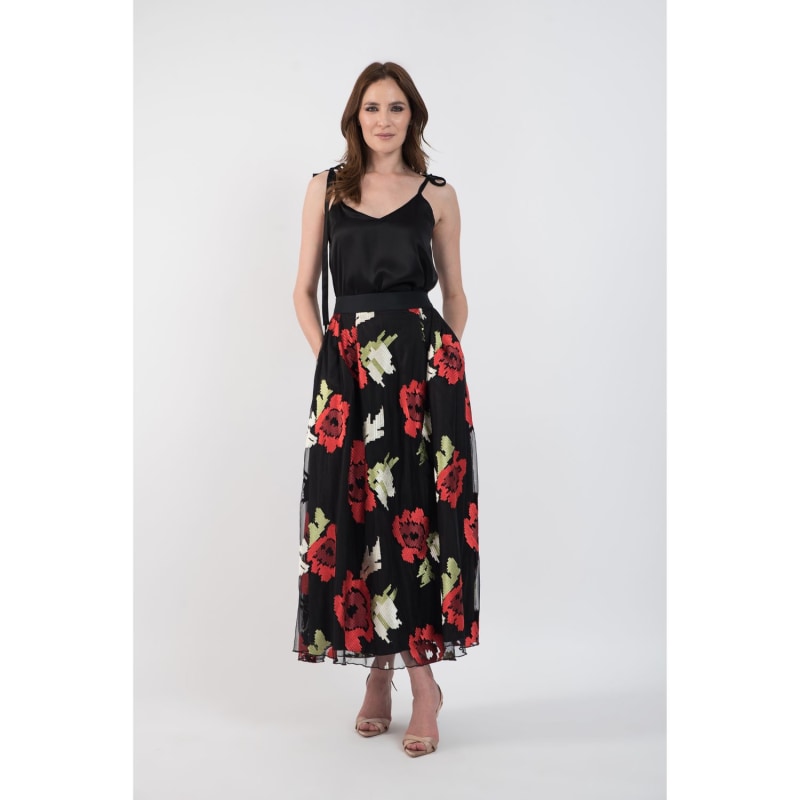 Floral tulle maxi clearance skirt