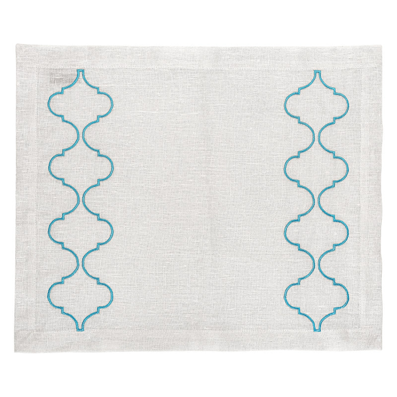 Thumbnail of Turquoise Catena Linen Placemat Set Of 2 image