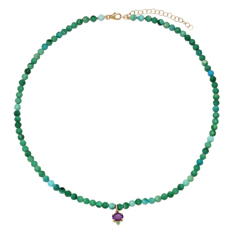 Thumbnail of Turquoise Emerald And Amethyst Emma Necklace image