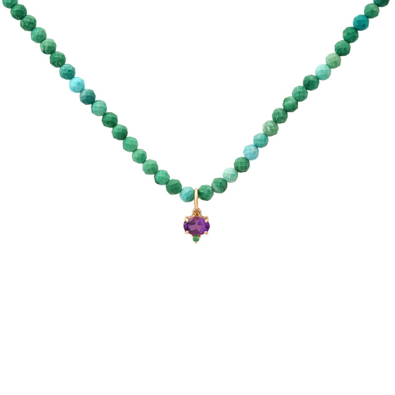 Thumbnail of Turquoise Emerald And Amethyst Emma Necklace image
