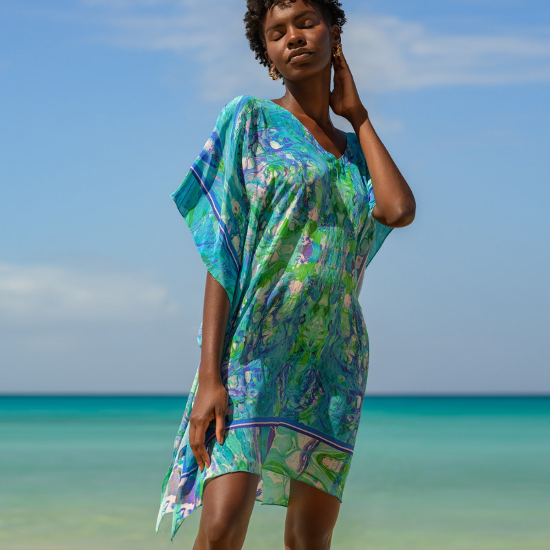 Thumbnail of Turquoise Glow Classic Silk Kaftan image