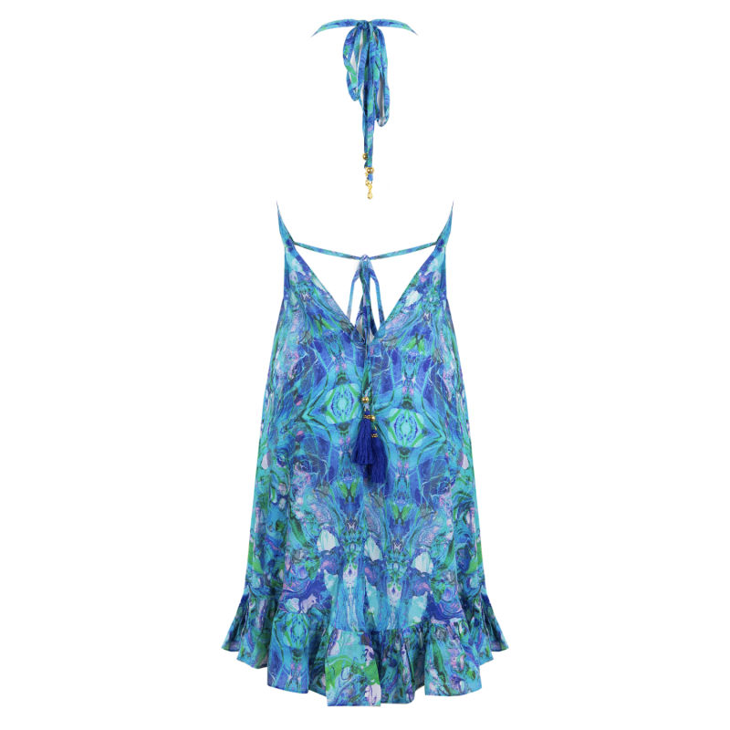 Thumbnail of Turquoise Glow Silk Mini Ibiza Dress image