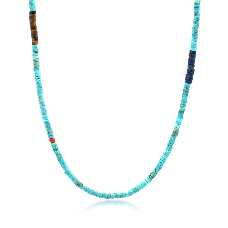 Turquoise Heishi Necklace With Tiger Eye And Blue Lapis Nialaya