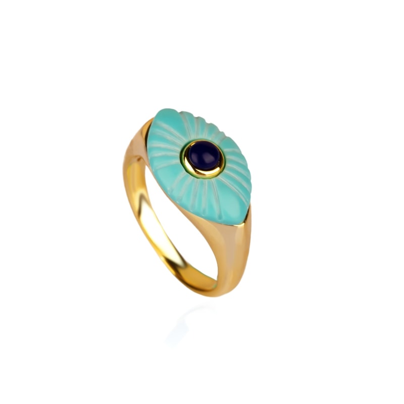Thumbnail of Turquoise & Lapis Evil Eye Ring image