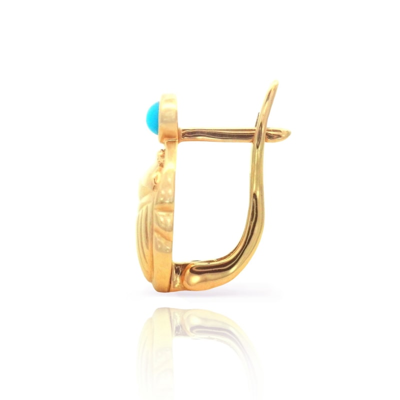 Thumbnail of Turquoise Scarab Gold Earrings image