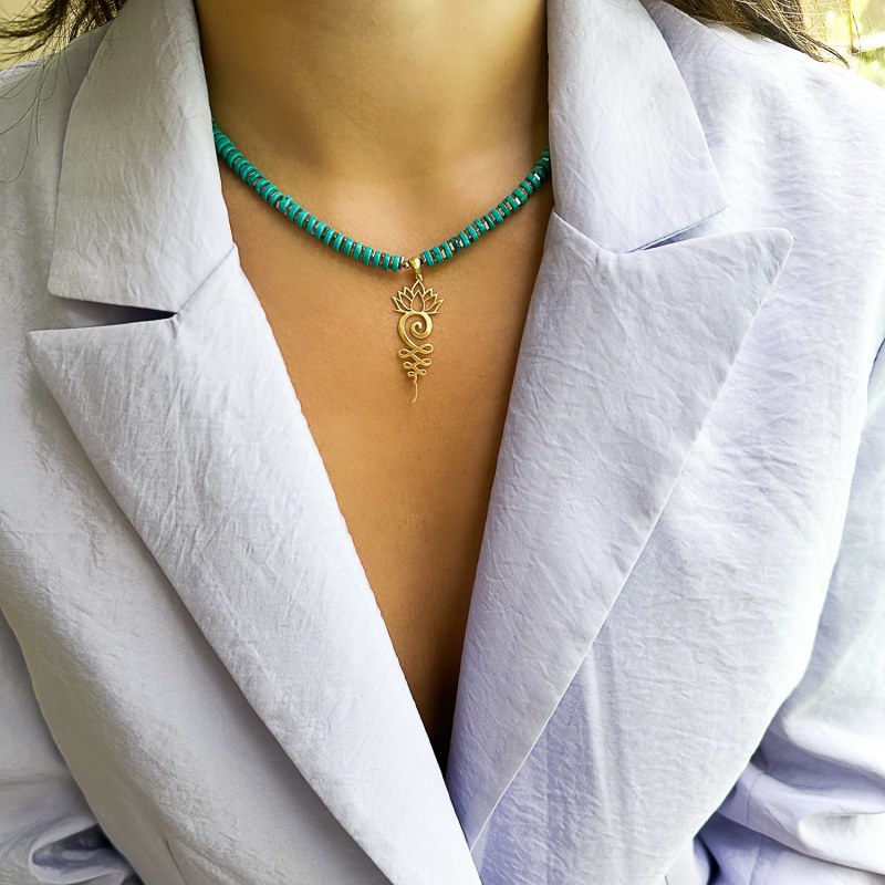 Turquoise stone gold on sale necklace