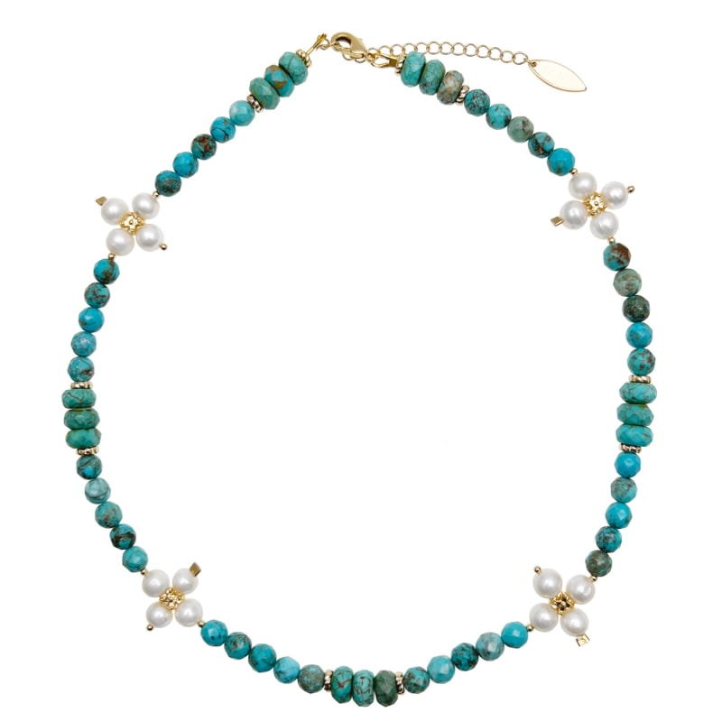 Turquoise and pearl necklace on sale