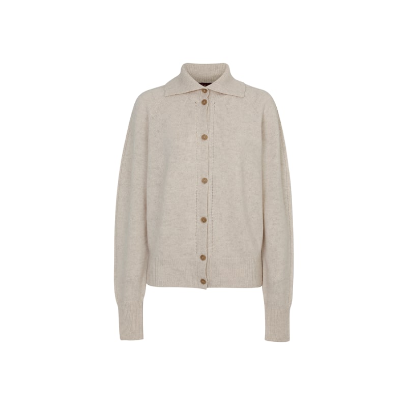 Turtleneck Cashmere Cardigan Light Beige CALLAITE Wolf Badger