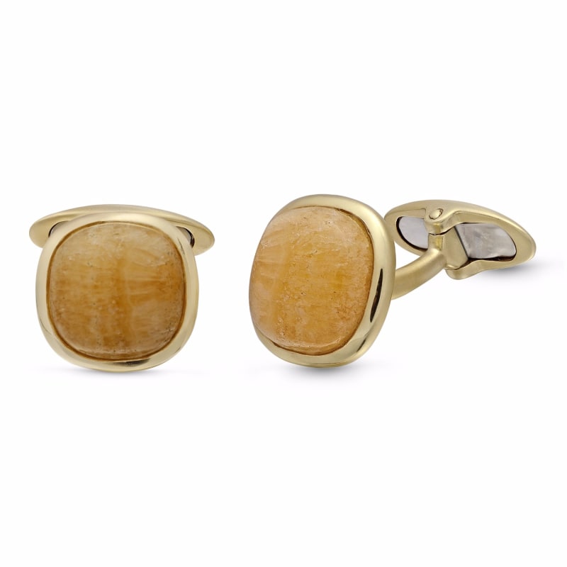 Thumbnail of Yellow Lace Agate Stone Cufflinks image