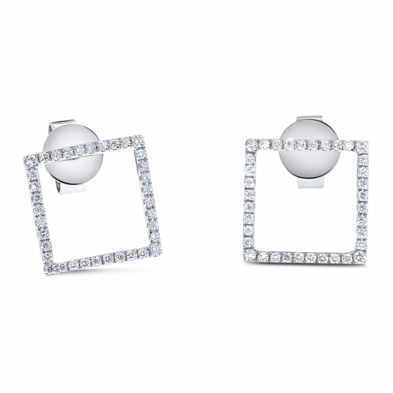 Thumbnail of Square Diamond Studs 14k White Gold image