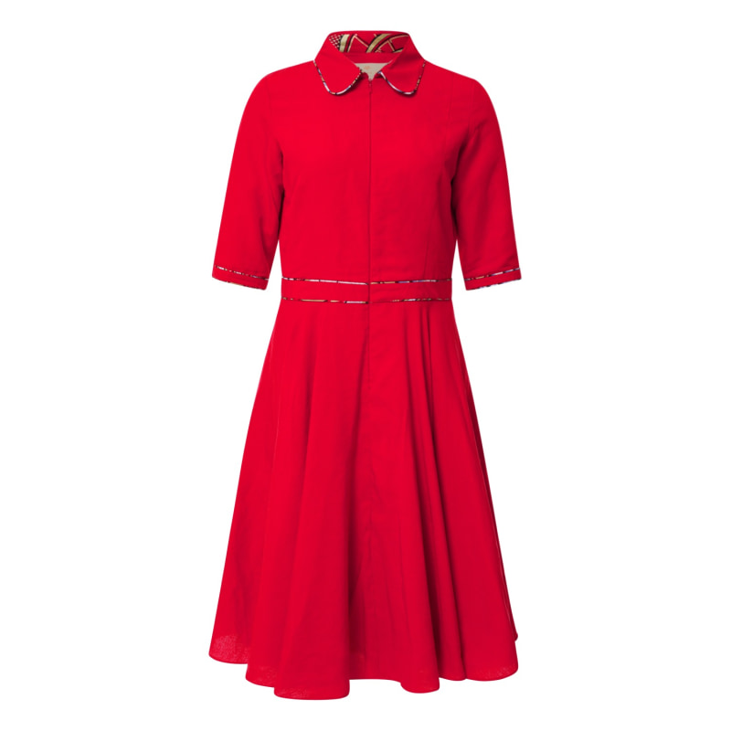 Thumbnail of Effie Midi Linen Dress - Red image